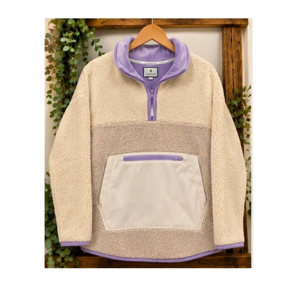 Tnuck Sport Tuckernuck Cady Fleece Quarter Zip Sherpa Pullover M/L Gray Lilac
